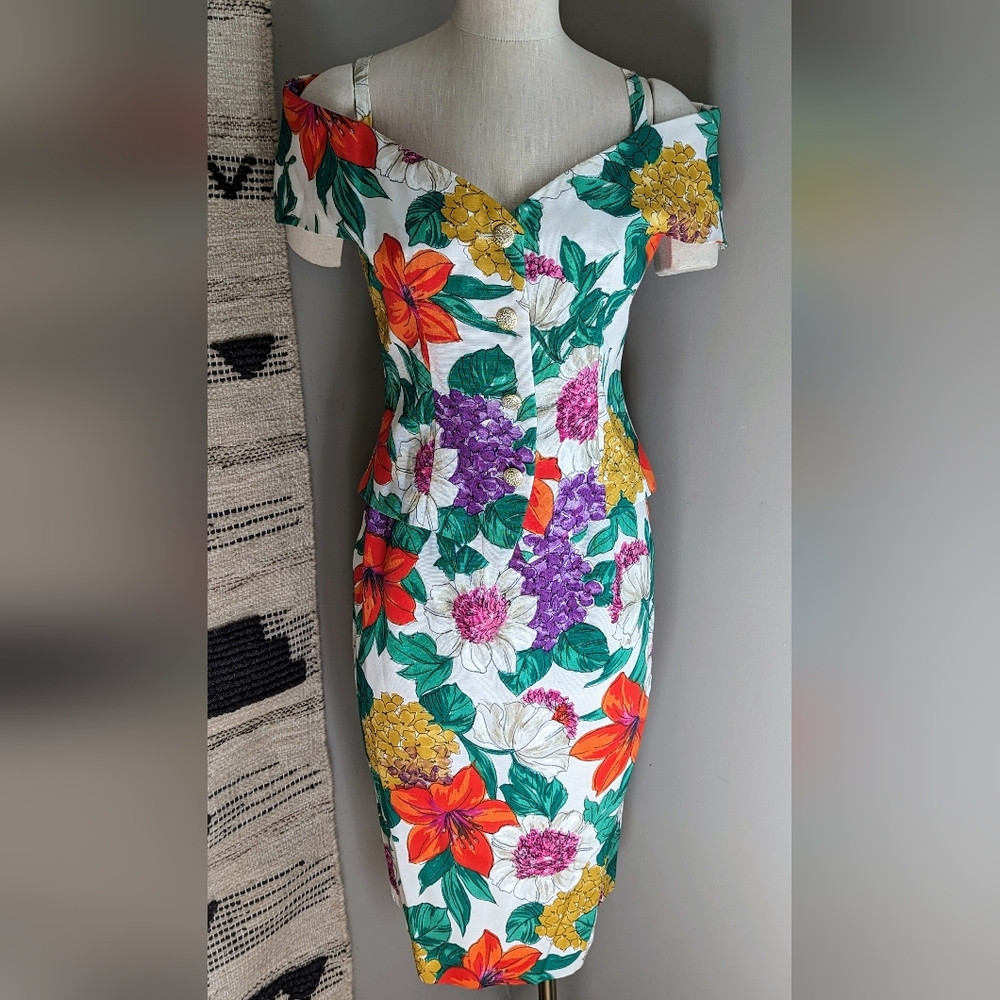 VINTAGE NWT Jessica Howard 80s midi skirt set floral XS - spring garden party